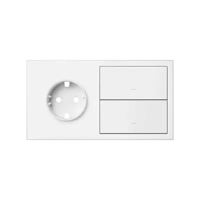 Кит 2 поста, фронт. Накладка на 1 роз.Schuko + 2 клав.выкл-лей, белый матовый, S100