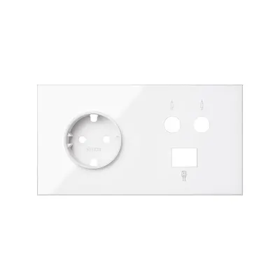 Кит 2 поста, фронт. Накладка на 1 роз.Schuko + 1 роз.TV + 1 роз.RJ45, белый матовый, S100