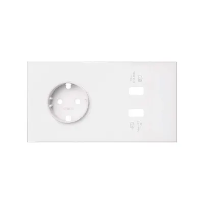 Кит 2 поста, фронт. Накладка на 1 роз.Schuko + 2 з/у USB A, белый матовый, S100