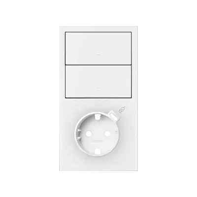 Кит 2 поста, фронт. Накладка вертик.на 1 роз.Schuko с з/у USB C + 2 клав.выкл-лей, белый матовый, S100