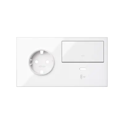 Кит 2 поста, фронт. Накладка на 1 роз.Schuko (прв) + 1 з/у USB C + 1 клав.выкл-ля, белый глянец, S100