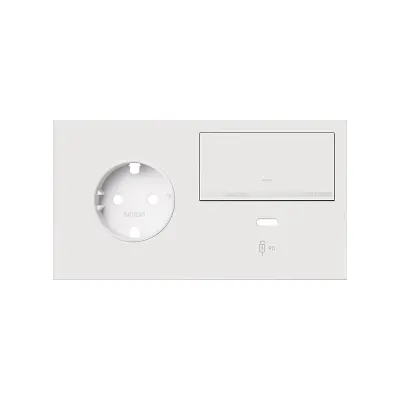 Кит 2 поста, фронт. Накладка на 1 роз.Schuko (прв) + 1 з/у USB C + 1 клав.светорег-ра, белый матовый, S100