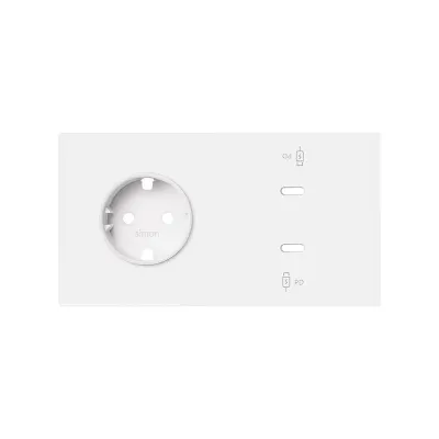 Кит 2 поста, фронт. Накладка на 1 роз.Schuko + 2 з/у USB C, белый матовый, S100