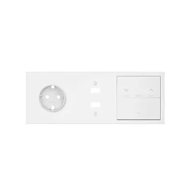 Кит 3 поста, фронт. Накладка на 1 роз.Schuko + з/у USB A+A + 1 клав.выкл-ля + 1 клав.жалюзи, белый матовый, S100