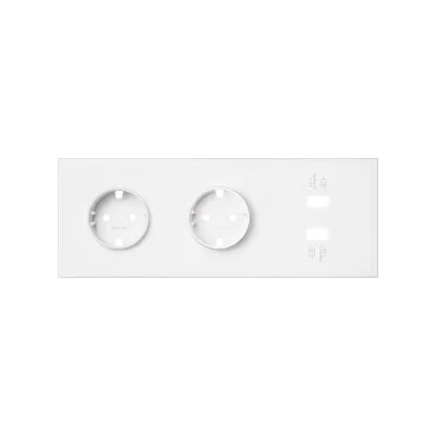 Кит 3 поста, фронт. Накладка на 2 роз.Schuko + 2 з/у USB A, белый матовый, S100