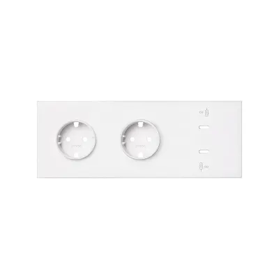 Кит 3 поста, фронт. Накладка на 2 роз.Schuko + 2 з/у USB C, белый матовый, S100