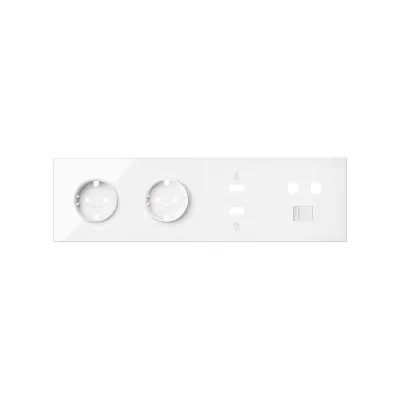 Кит 4 поста, фронт. Накладка на 2 роз.Schuko + 1 роз.TV+SAT + 1 роз.RJ45 + 1 роз.HDMI + 1 роз.USB A, белый глянец, S100