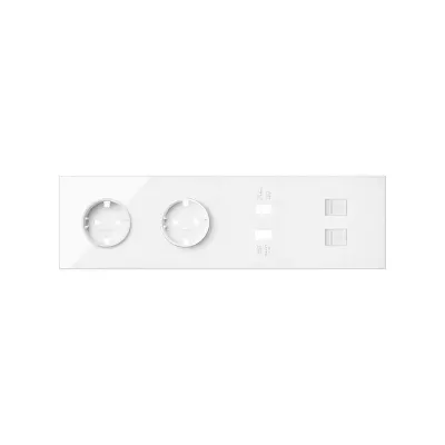 Кит 4 поста, фронт. Накладка на 2 роз.Schuko + 2 з/у USB A + 2 роз.RJ45, белый глянец, S100