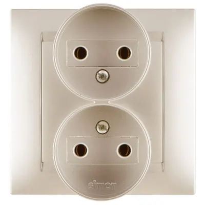 Розетка двойная моноблок 2x2Р, 16A 250В~, шампань, S15