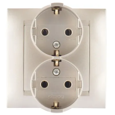 Розетка двойная моноблок Schuko 2x2Р+Е, 16A 250В~, шампань, S15