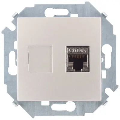 Розетка информационная RJ45 Cat.6A FTP (AMP), шампань, S15