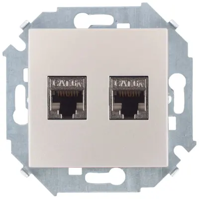 Розетка информационная 2xRJ45 Cat.6A FTP (AMP), шампань, S15