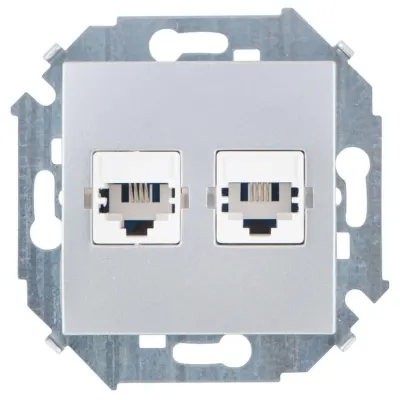 Розетка телефонная 2xRJ11, алюминий, S15