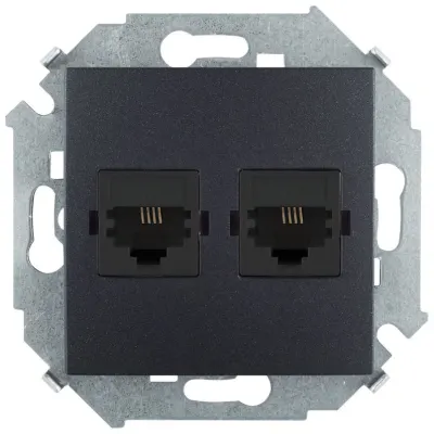 Розетка телефонная 2xRJ11, графит, S15