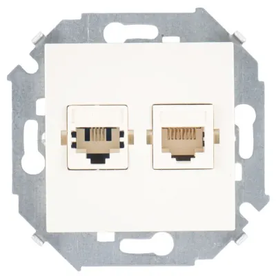 Розетка комбинированная RJ11 + RJ45 Cat.6 UTP (Systimax), сл.кость, S15