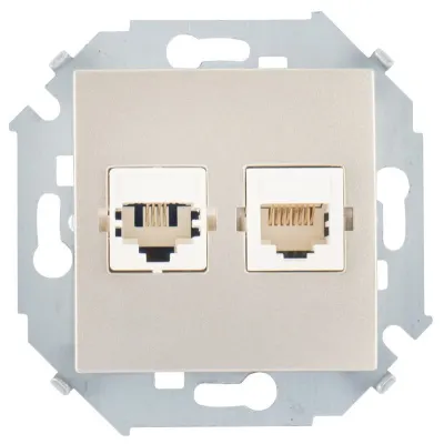 Розетка комбинированная RJ11 + RJ45 Cat.6 UTP (Systimax), шампань, S15