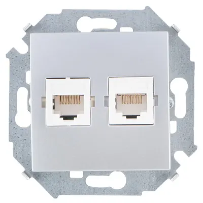 Розетка информационная 2xRJ45 Cat.6 UTP (Systimax), алюминий, S15