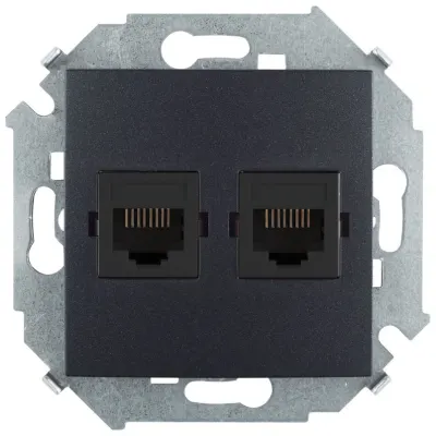 Розетка информационная 2xRJ45 Cat.6 UTP (Systimax), графит, S15