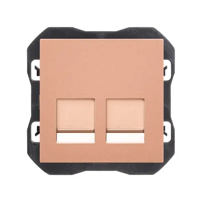 Накладка розетки 2хRJ45, 2М, без коннектора, S270, медь