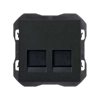 Накладка розетки 2хRJ45, 2М, без коннектора, S270, чёрный матовый