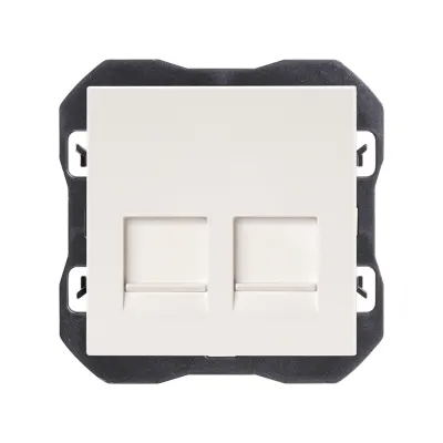Накладка розетки 2хRJ45, 2М, без коннектора, S270, белый матовый