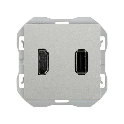 Механизм разъёма HDMI + USB-A 2.0, 2М, S270, алюминий