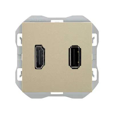 Механизм разъёма HDMI + USB-A 2.0, 2М, S270, шампань