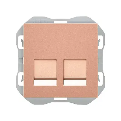 Механизм розетки 2хRJ45 кат.6, 2М, со шторками, S270, медь