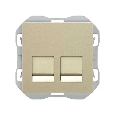 Механизм розетки 2хRJ45 кат.6, 2М, со шторками, S270, шампань