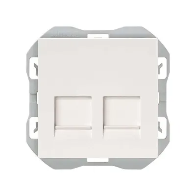 Механизм розетки 2хRJ45 кат.6, 2М, со шторками, S270, белый матовый