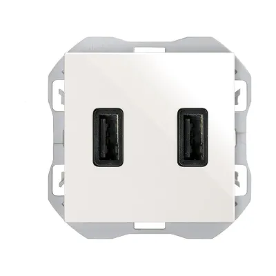 Механизм USB зарядного устр-ва, 2М, 2хUSB-A (3.1А/5В), S270, белый