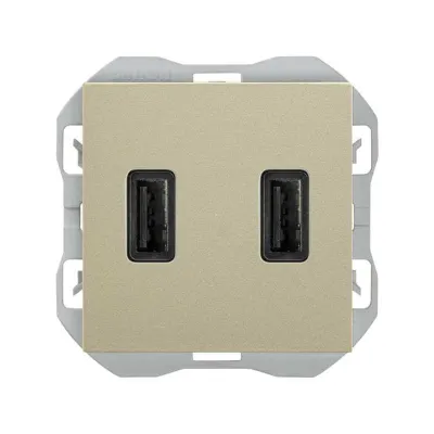 Механизм USB зарядного устр-ва, 2М, 2хUSB-A (3.1А/5В), S270, шампань