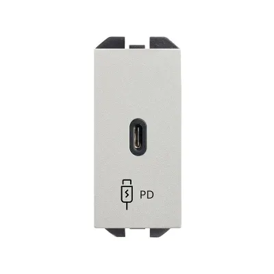 Механизм USB зарядного устр-ва, 1М, USB-C, PD, S270, алюминий