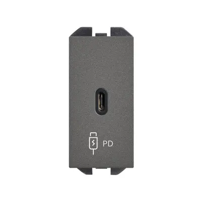 Механизм USB зарядного устр-ва, 1М, USB-C, PD, S270, титан