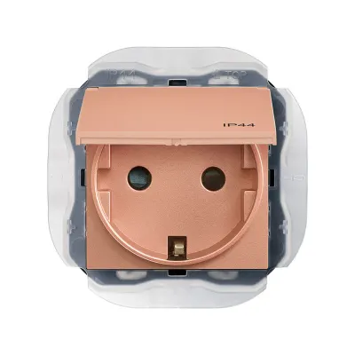 Механизм розетки IP44 SCHUKO ICON, 2P+E, 16А/250В, винт.клеммы, S270, медь