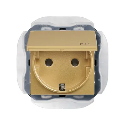 Механизм розетки IP44 SCHUKO ICON, 2P+E, 16А/250В, винт.клеммы, S270, золото