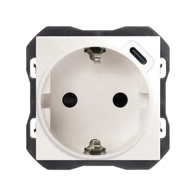 Механизм розетки SCHUKO + USB-C з/у, 2P+E, 16А/250В (2.1А/5В), S270, белый