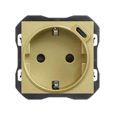 Механизм розетки SCHUKO + USB-C з/у, 2P+E, 16А/250В (2.1А/5В), S270, бронза