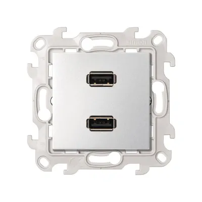 Розетка 2xUSB 2.0 (передача данных), алюминий, S24