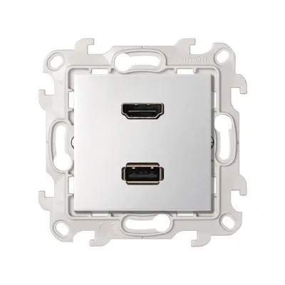 Розетка HDMI v1.4 + USB 2.0 (передача данных), алюминий, S24