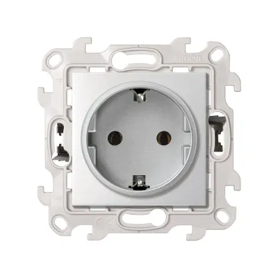 Розетка Schuko 2Р+Е, 16A 250В~ P&Go, алюминий, S24