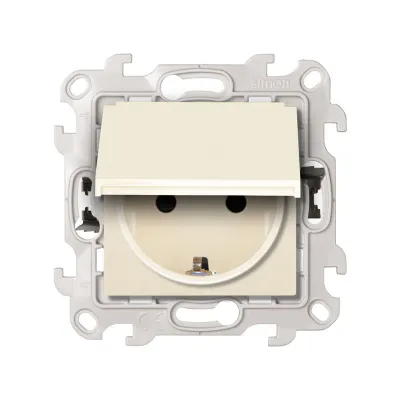Розетка IP44 с крышкой и шторками Schuko 2Р+Е, 16A 250В~ P&Go, сл.кость, S24