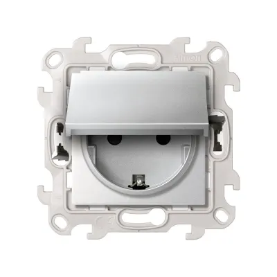 Розетка IP44 с крышкой и шторками Schuko 2Р+Е, 16A 250В~ P&Go, алюминий, S24