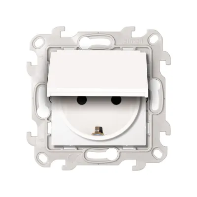 Розетка IP44 с крышкой и шторками Schuko 2Р+Е, 16A 250В~, белый, S24