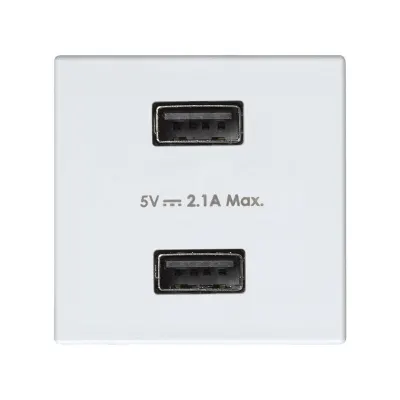 Зарядное устройство 2xUSB 10W, 230В~, белый, S27