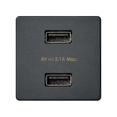 Зарядное устройство 2xUSB 10W, 230В~, графит, S27
