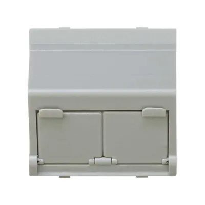 Накладка наклонная со шторками на 2 разъема RJ45, серый, S27