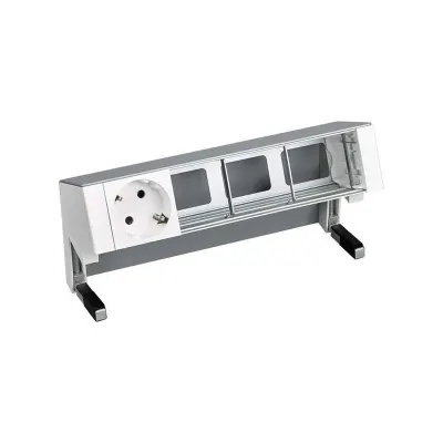 Настольный x4 розеточный блок, 1х2P+E, 3 пустых модуля, алюминий, S400