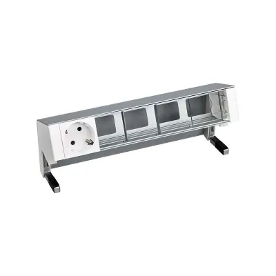 Настольный x5 розеточный блок, 1х2P+E, 4 пустых модуля, алюминий, S400