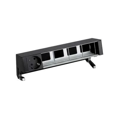 Настольный x5 розеточный блок, 1х2P+E, 4 пустых модуля, черный, S400